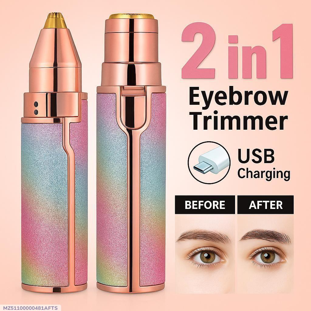 ✨💖 🌸 2-in-1 Rechargeable Eyebrow & Facial Hair Trimmer for Women | USB Charging | Painless Hair Remover 💖✨