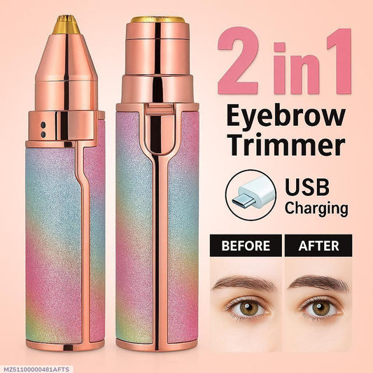 ✨💖 🌸 2-in-1 Rechargeable Eyebrow & Facial Hair Trimmer for Women | USB Charging | Painless Hair Remover 💖✨